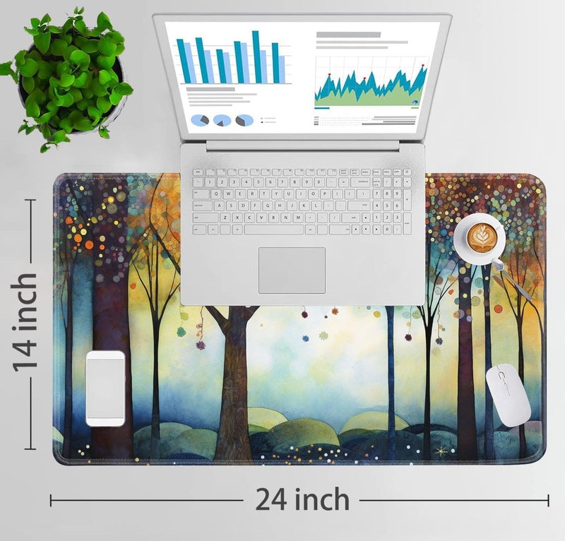 JVGFYNKL for MTG Playmat + Drawstring Travel Pouch + 6 Dice Counter, for Tabletop Trading Card Game Playmats or Large Mouse Pad, Anti-Slip Rubber 24 x 14 in, Color Forest for TCG Playmat - Image 2